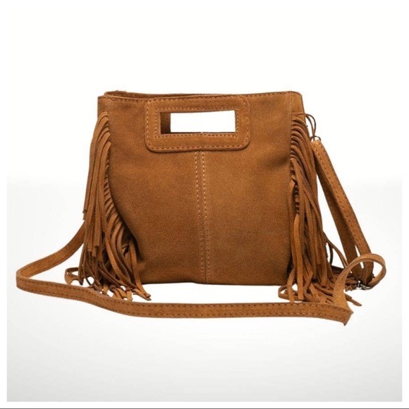 Fabulous Italian Suede Leather Fringe Crossbody Bag - Picture 2 of 3
